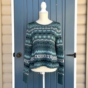 Free People Through The Storm Long Sleeve Sea Blue Sweater Women’s Size Small
